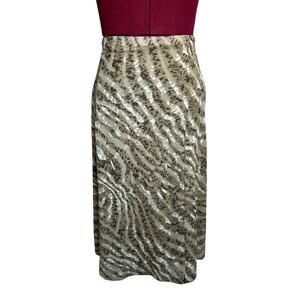Vintage‎ Jones New York Small Y2K Abstract Artsy Print Mesh Midi Skirt Stretch